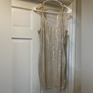 Gold tie sequin dress